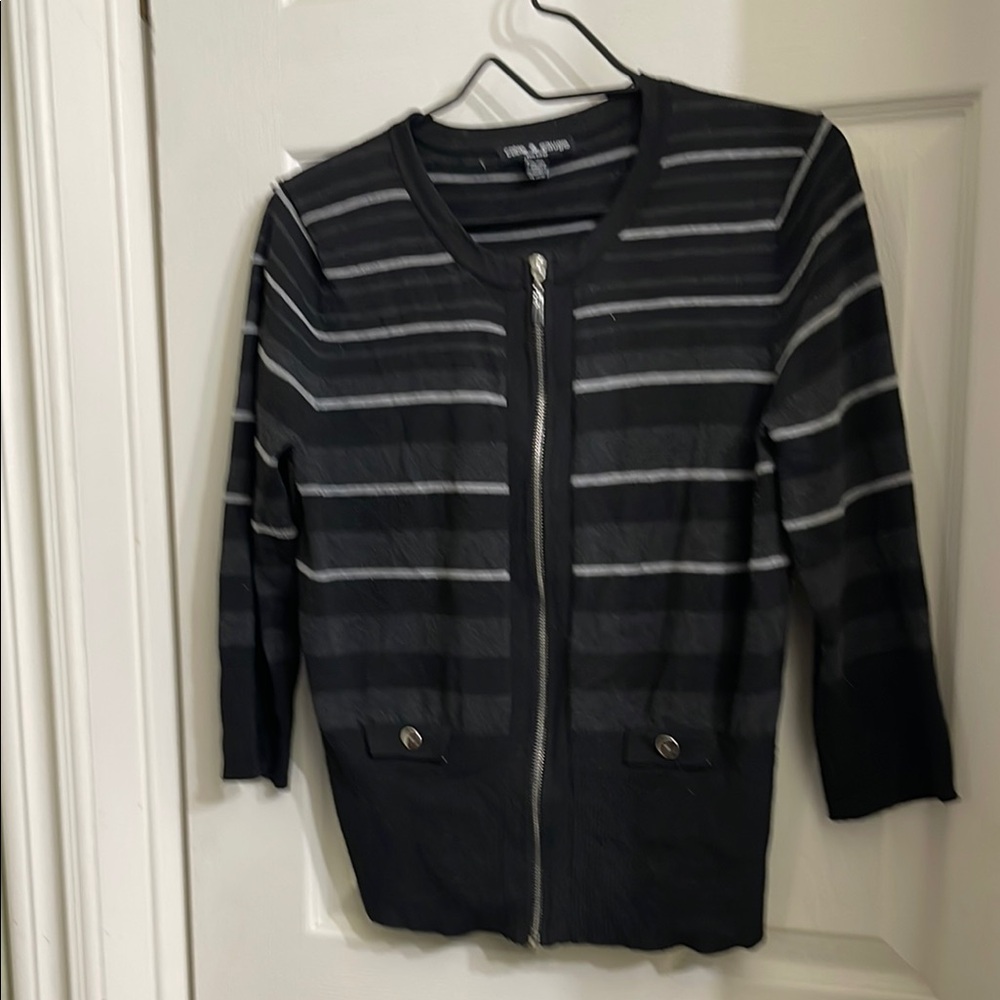 Black and Gray Striped Women's Jacket
